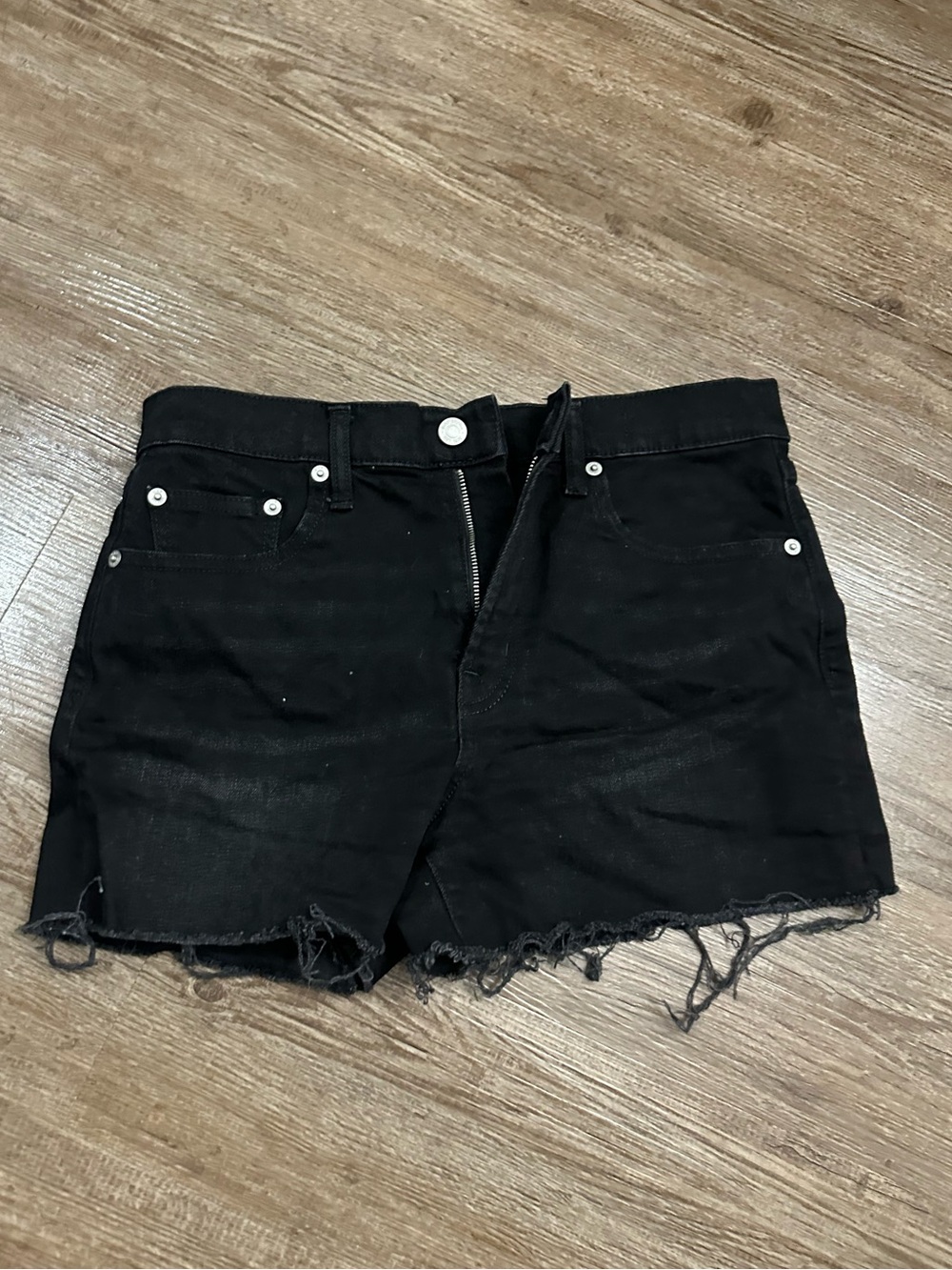 GAP Black Denim Frayed Hem Cutoff Shorts